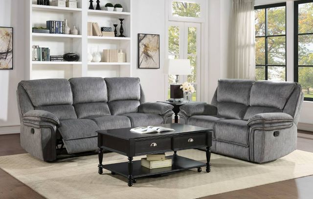 Homelegance® Muirfield Gray Manual Double Reclining Loveseat-1