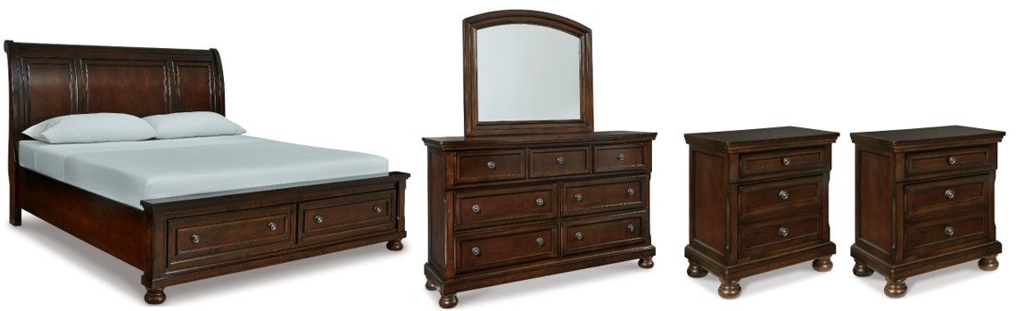 Millennium® by Ashley Porter 5-Piece Rustic Brown Queen Sleigh Bed Set