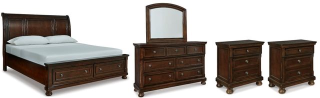Millennium® by Ashley Porter 5-Piece Rustic Brown Queen Sleigh Bed Set-0
