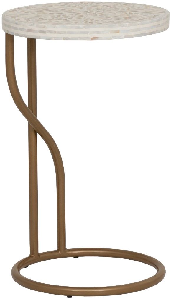 Linon Capiz Cream Side Table with Gold Metal Base-0