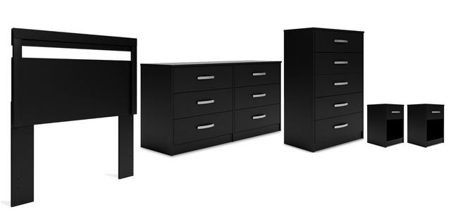 Signature Design by Ashley® Finch 5-Piece Black Full Panel Headboard Bedroom Set-0