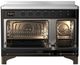 Ilve® Majestic III 48" Glossy Black Pro Style Induction Range with Solid Door and Burnished Trim-1