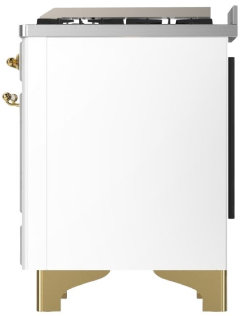 Ilve® Majestic III 48" White Pro Style Dual Fuel Liquid Propane Range with Griddle and Brass Trim-3
