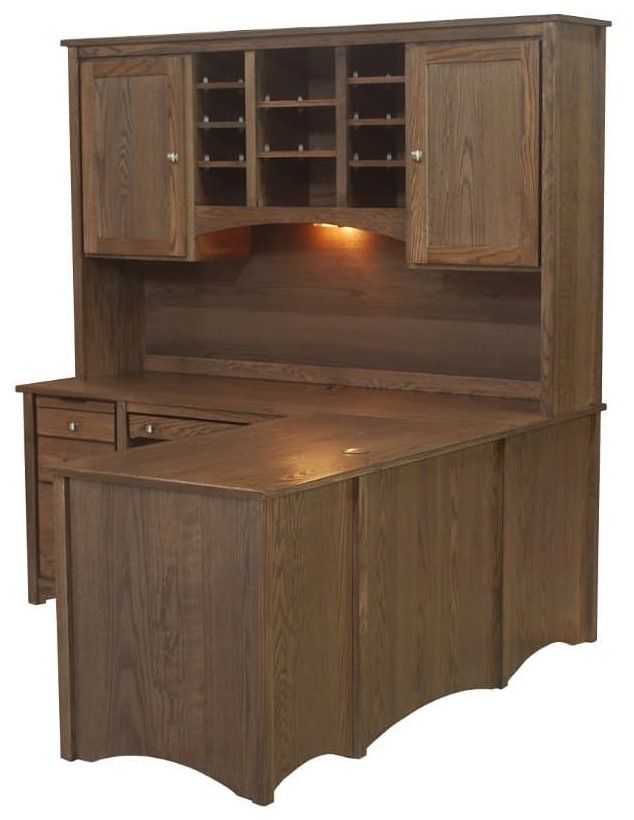 Wolfcraft Furniture Mcmillan Brown L-Shaped Desk with Hutch-2