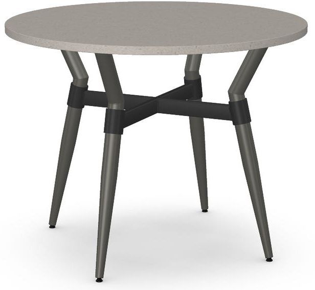Amisco Customizable Link Thermo Fused 29.5" Round Laminate Table with Steel Legs-0