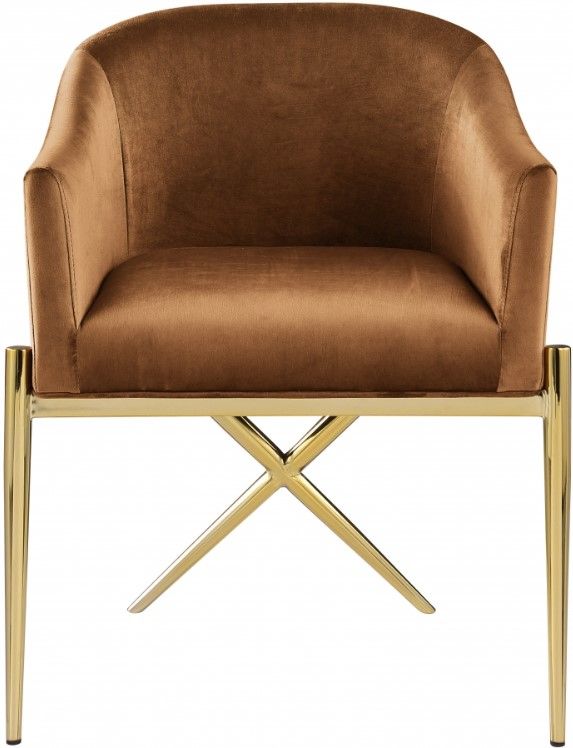 Meridian Furniture Xavier Saddle/Gold Velvet Dining Chair-1