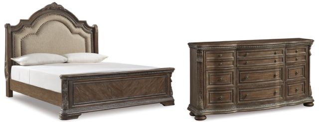 Signature Design by Ashley® Charmond 2-Piece Brown California King Sleigh Upholstered Bed Set-0