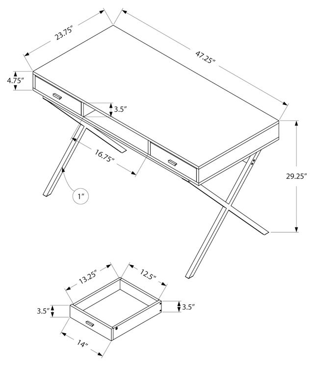 Monarch Specialties Inc. 48"L Taupe Reclaimed Wood Black Metal Computer Desk-3