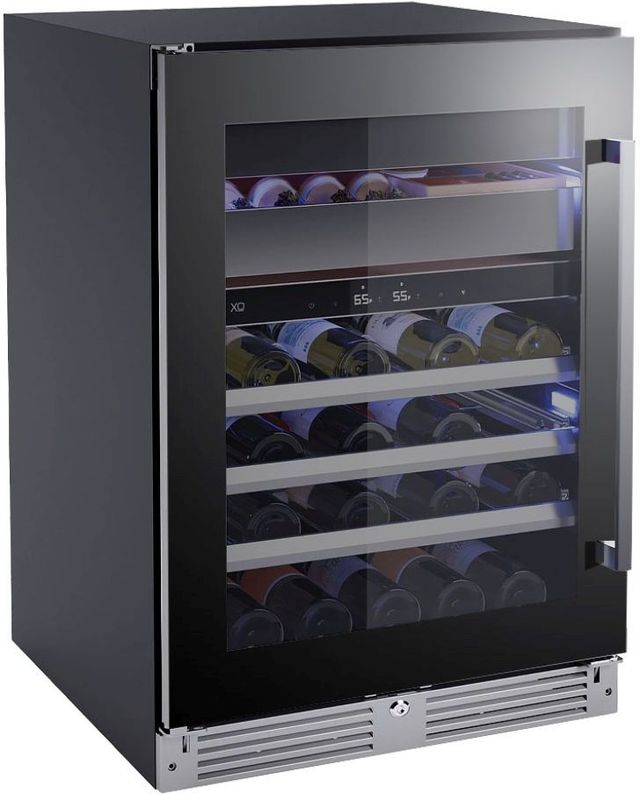 XO 24'' 5.4 Cu. Ft. Black Wine Cooler with Right Hinge Glass Door and Weed Preservation System-2