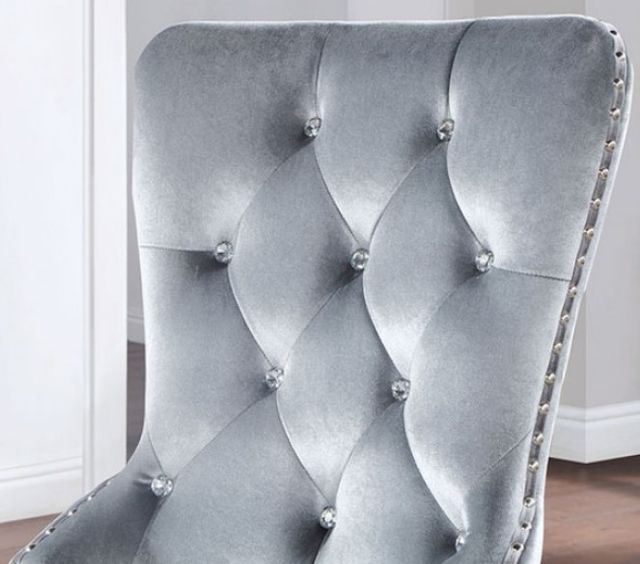 Furniture of America® Adalia 2-Piece Dark Gray/Silver Dining Chair Set-2