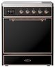 Ilve® Majestic III 30" Glossy Black Pro Style Induction Range with Solid Door and Copper Trim-0