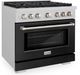 ZLINE Paramount 36" Satin Stainless Steel Pro Style Dual Fuel Range with Black Matte Door-2