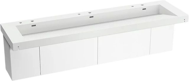 KOHLER® Constellation™ Miami White 90" Wall-Mount Trough Lavatory System and White Powder-Coated Shroud-0
