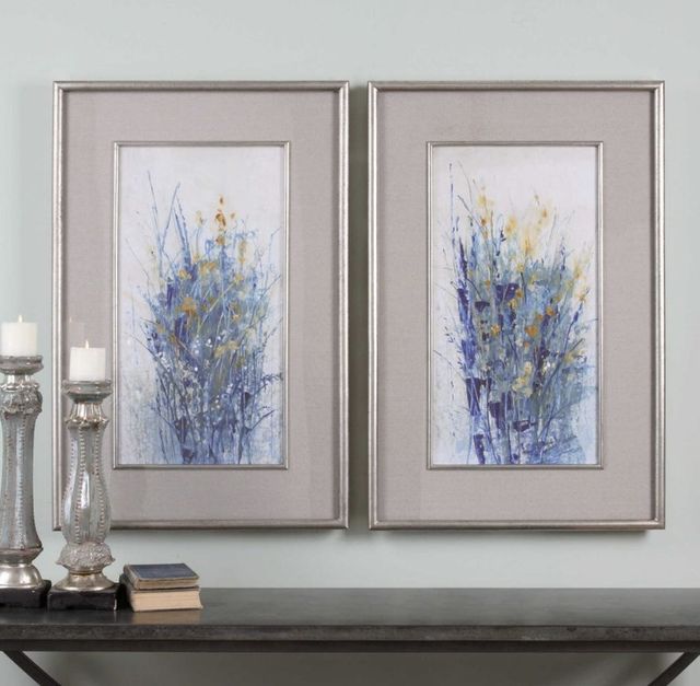 Uttermost® Tim O'Toole 2-Piece Indigo Florals Framed Prints Set-1
