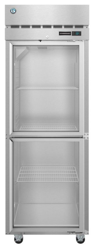 Hoshizaki Steelheart® 28" 23.1 Cu. Ft. Stainless Steel Single Section Upright Refrigerator with Half Glass Doors and Lock-0
