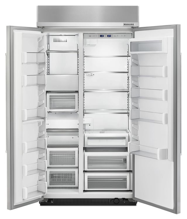KitchenAid® 25.48 Cu. Ft. Stainless Steel with PrintShield™ Finish Built In Side-By-Side Refrigerator-1