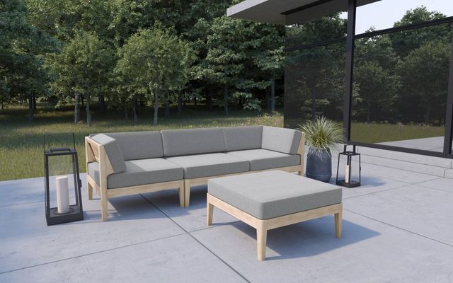 Linon Myrtle 4-Piece Grove Natural Fabric/Wooden Outdoor Conversation Set-1