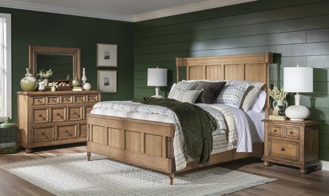 Legacy Classic Vintage Market Barnwood Oak Queen Shelter Bed-1