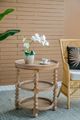 A & B Home Hilton Head  Three Tiered Toffee Wooden Side Table with Rattan Shelves-4