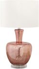 Monarch Specialties Inc. Dusty Rose Glass Table Lamp with Ivory Shade-0