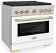 ZLINE Autograph Edition Paramount 36" Stainless Steel Pro Style Dual Fuel Range with White Matte Door and Polished Gold Accents-2