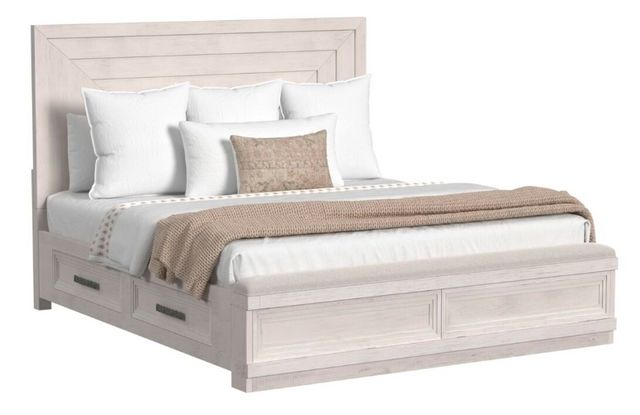 Elements International Avalanche Antique White King Panel Storage Bed ...