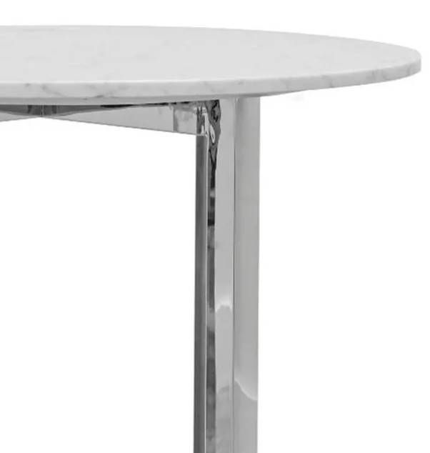 Modus Furniture Amalfi Carrara Marble Top 32" Round Bar Table with Chrome Base -2