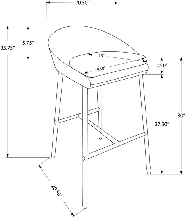 Monarch Specialties Inc. 2 Piece Grey Bar Stool-1