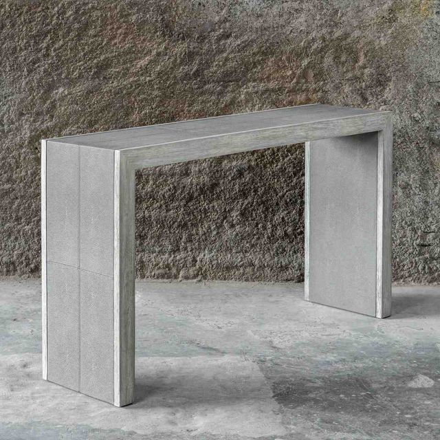 Uttermost® Aerina Light Gray Console Table with Aged White Accents-1