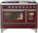 Ilve® Majestic III 48" Burgundy Pro Style Dual Fuel Liquid Propane Range with Triple Glass Door and Chrome Trim-0