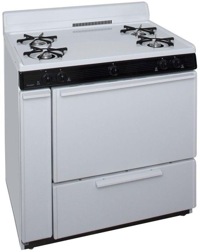Premier 36" White Pro Style Gas Range-1