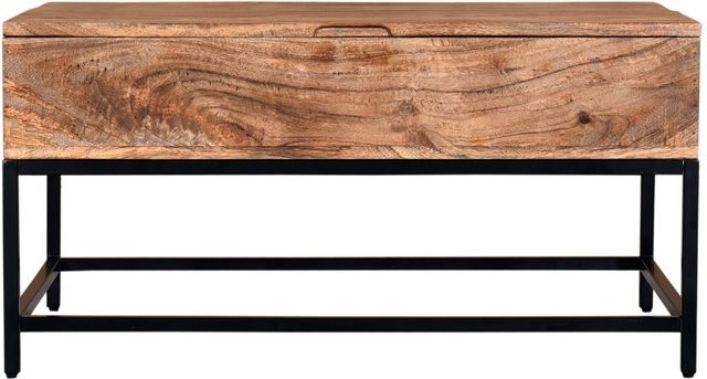 Worldwide Homefurnishings Inc. Ojas Natural Burnt Lift Top Coffee Table with Black Base-3