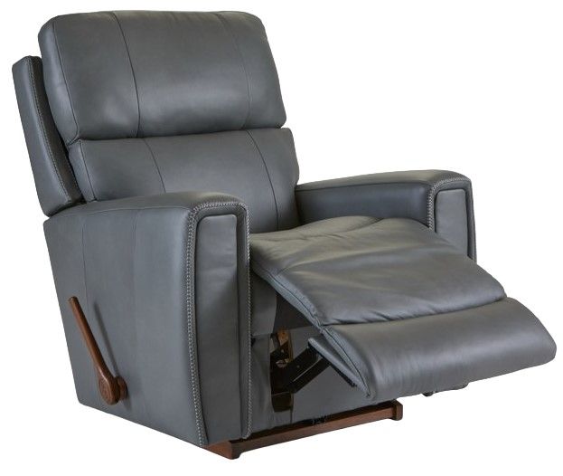 La-Z-Boy® Apollo Blue Grey Leather Manual Rocking Recliner-4