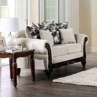 Furniture of America® Cassani Light Gray/Walnut Loveseat