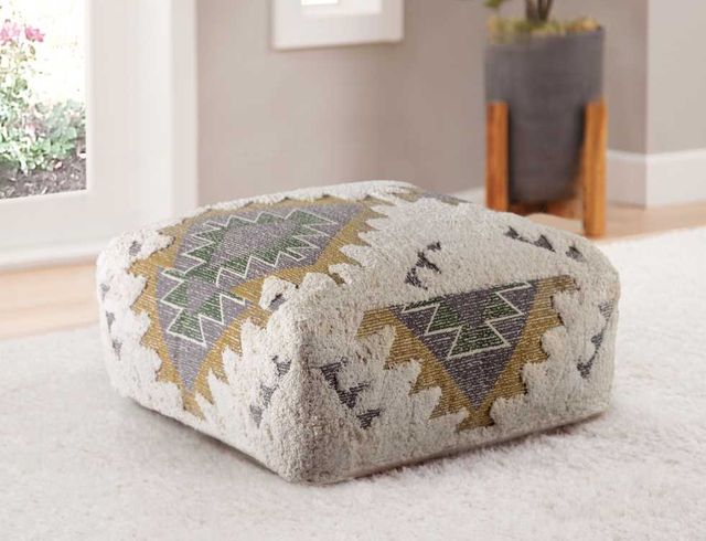 Steve Silver Co. Lyssa Gray Jacquard Pouf-1