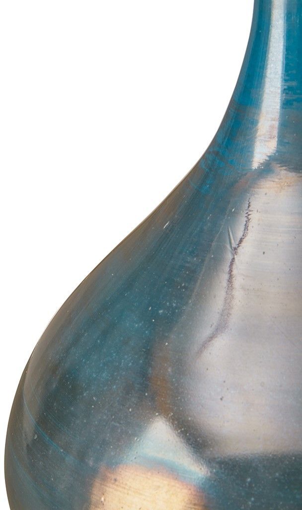 Olliix by Madison Park Signature Blue Metal Set of 3 Aurora Handmade Rainbow Glass Vases-3