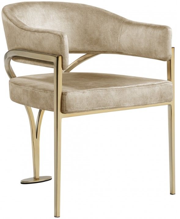 Meridian Furniture Madelyn Beige/Brushed Brass Velvet Dining Chair-0