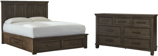 Signature Design by Ashley® Johurst 2-Piece Grayish Brown Queen Storage Panel Bed Set-0