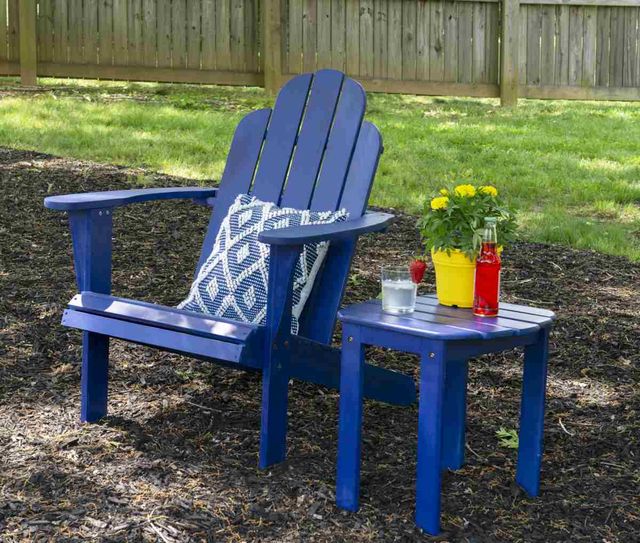 Linon Adirondack Blue Wooden Outdoor Chair-1