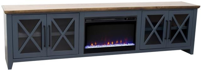 Legends Home Ithaca Blue Denim/Bourbon 83" Fireplace Console-0