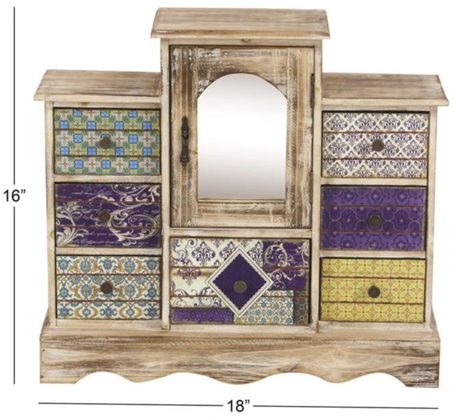 Deco Marche Light Brown 7-Drawers Jewelry Box with Patchwork Patterns-3