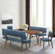 Armen Living Channell 5-Piece Blue/Walnut Dining Table Set with Bench-1