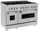 ZLINE Legacy 48" Satin Stainless Steel Pro Style Dual Fuel Range with Gas Cooktop, 2 Electric Ovens and 6 Brass Burners-3