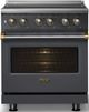 Viking® 5 Series 30" Cast Black Pro Style Induction Range with Brushed Brass Trim-4