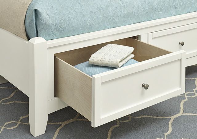 Vaughan-Bassett Bonanza Gray/White King Upholstered Panel Storage Bed-2