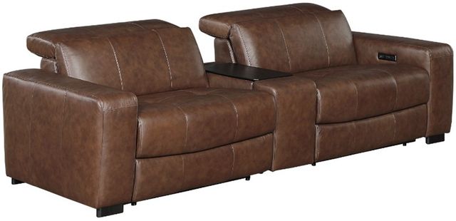 Homelegance® Sutton 3-Piece Brown Double Power Reclining Sectional with Center Console-0