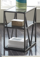Liberty Furniture Arista Cobblestone Glass Top Chair Side Table with Black Metal Frames-1