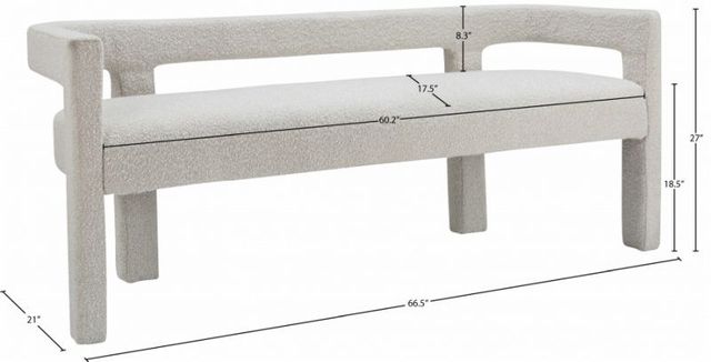 Meridian Furniture Athena Grey Boucle Fabric Upholstered Bench-3