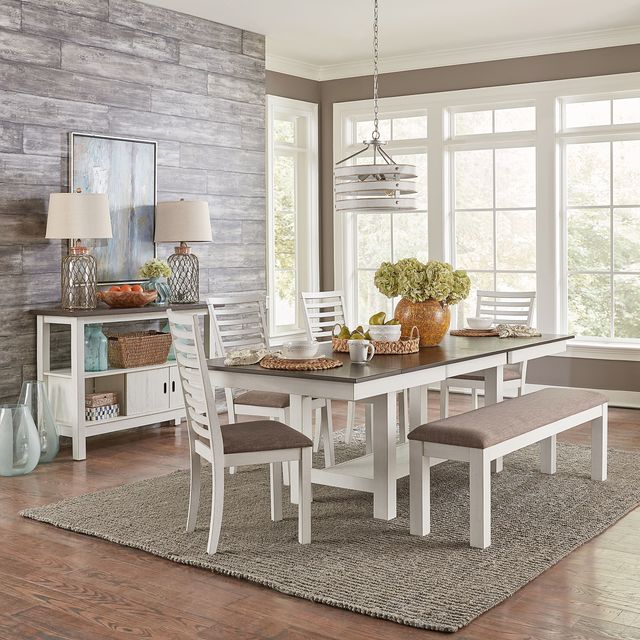 Liberty Furniture Brook Bay 6-Piece Carbon Gray/Textured White Trestle Table Set-0