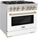ZLINE Select Autograph Edition 36" Stainless Steel Convection Pro Style Gas Range with White Matte Door and Champagne Bronze Accents-2